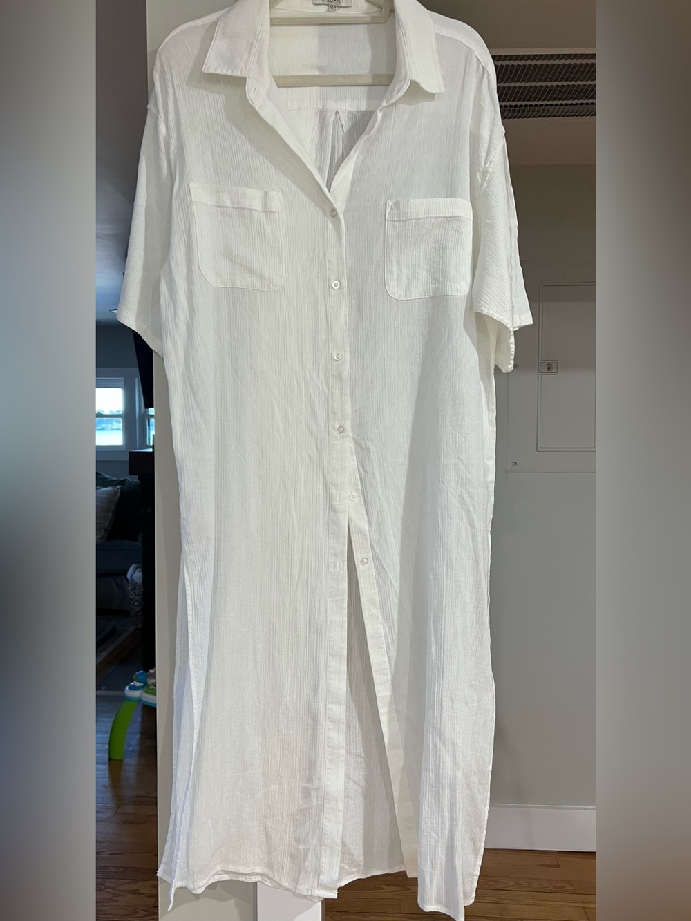 Z Supply White Textured Button-Down Cover up or Midi dress